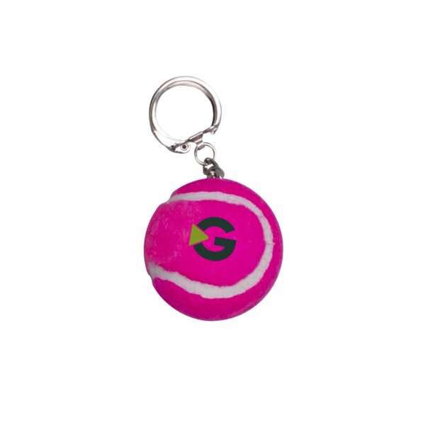 Porte-clés balle de tennis colorée rose