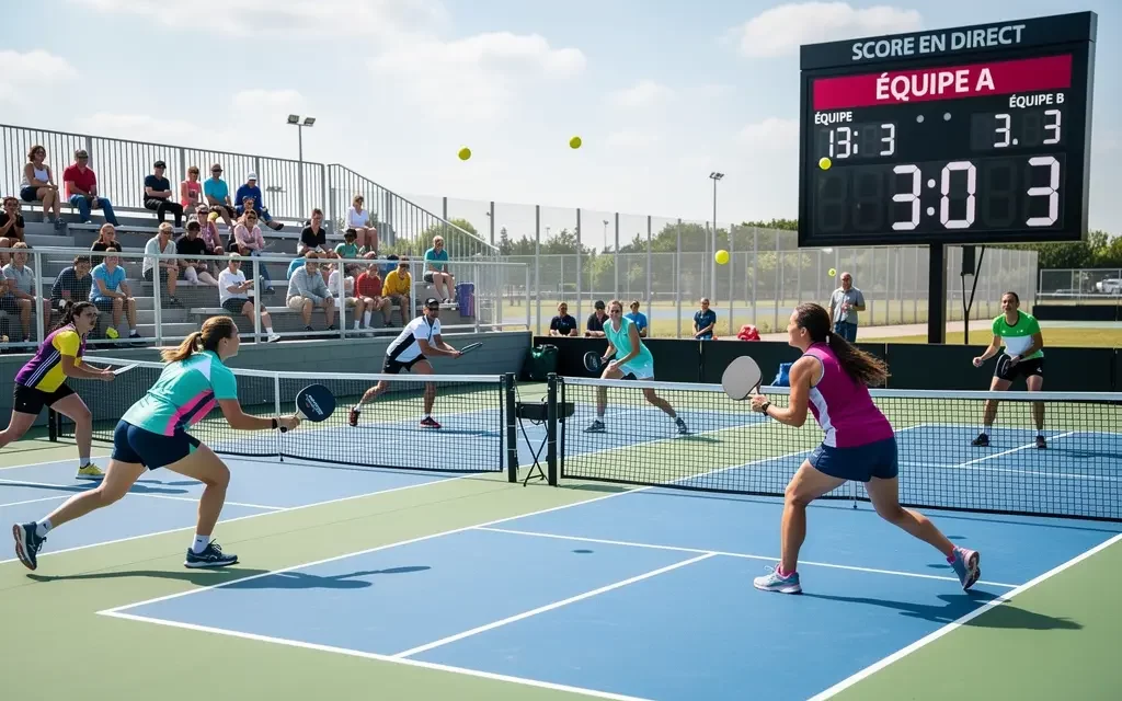 Match de pickleball en tournoi