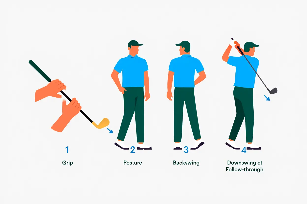 Les quatre piliers techniques du golf pour débutants