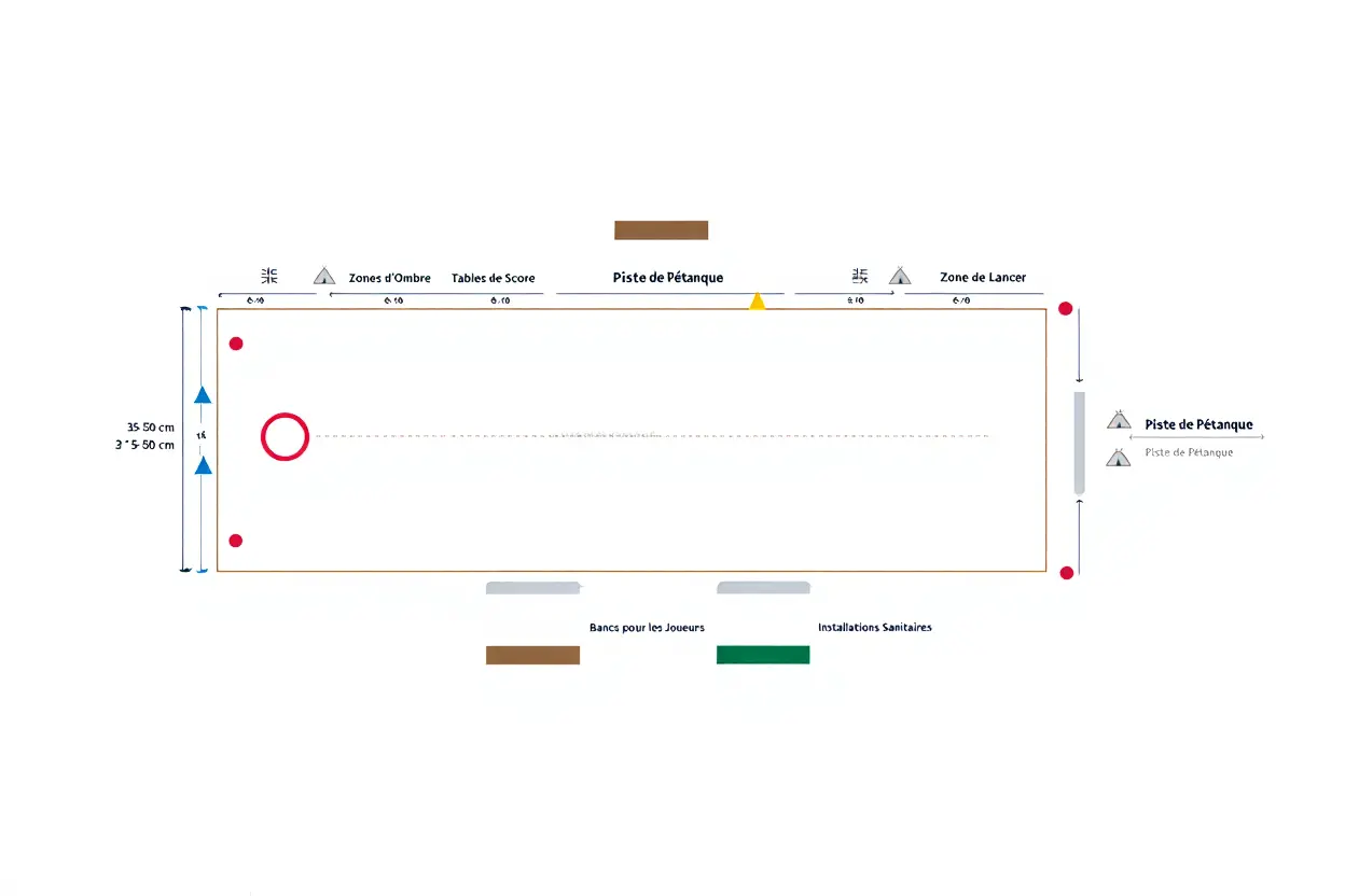 Disposition d'une piste de pétanque
