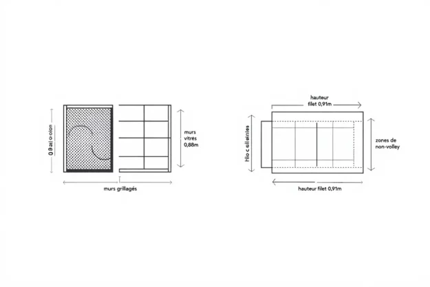 Comparaison des dimensions terrain padel pickleball