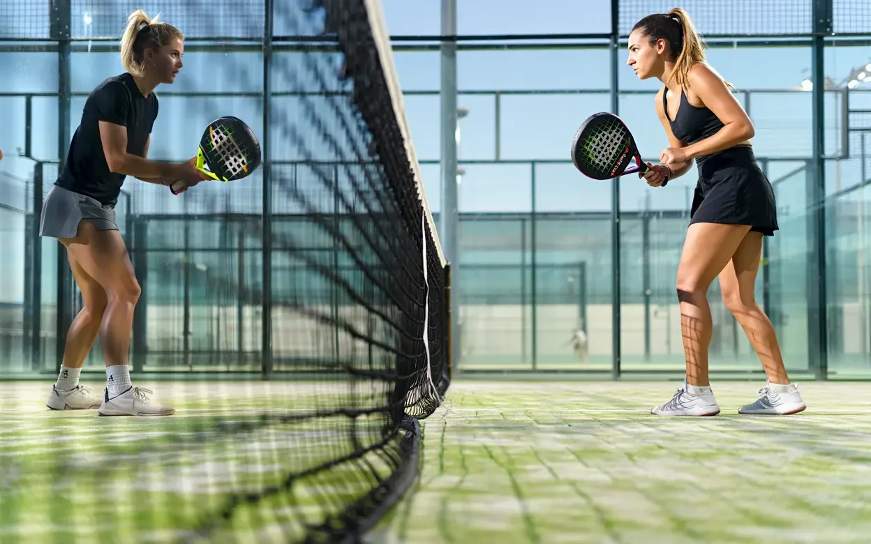 Match de padel professionnel en cours