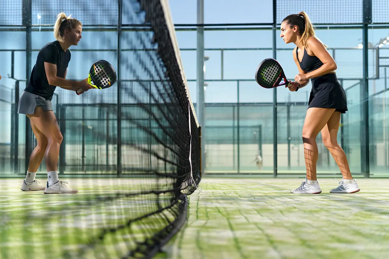 Match de padel professionnel en cours