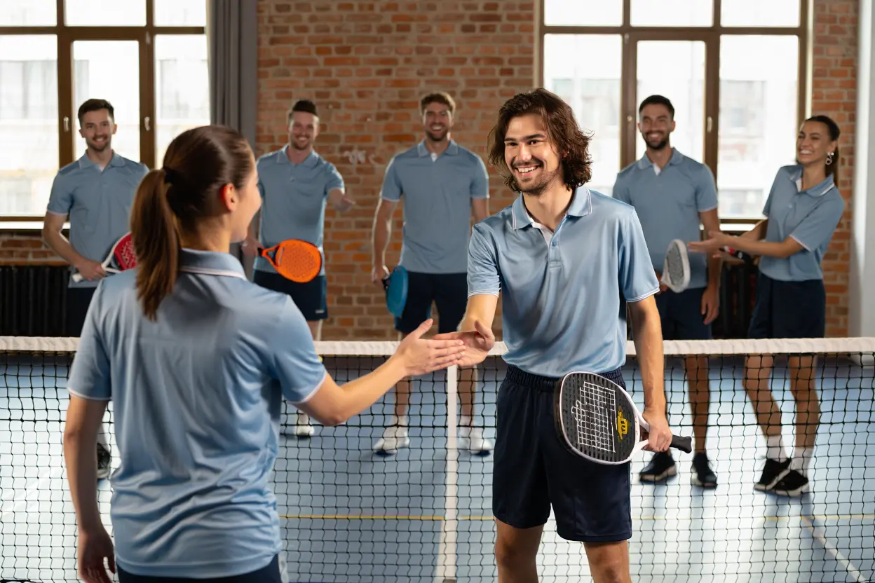 Collaborateurs jouant au pickleball en équipe