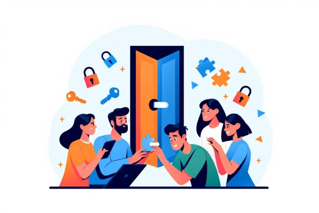 Équipe résolvant des énigmes d'escape game