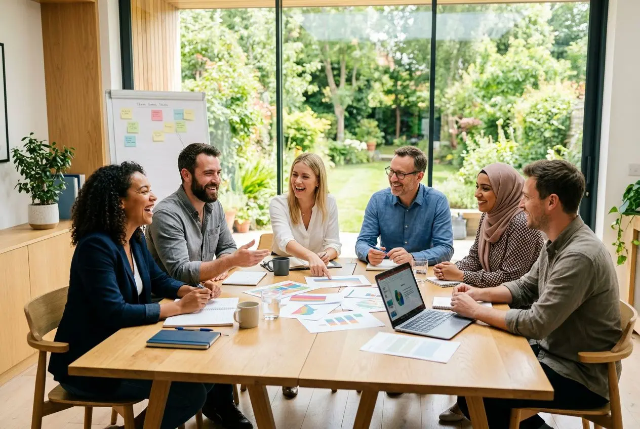Équipe en réunion collaborative