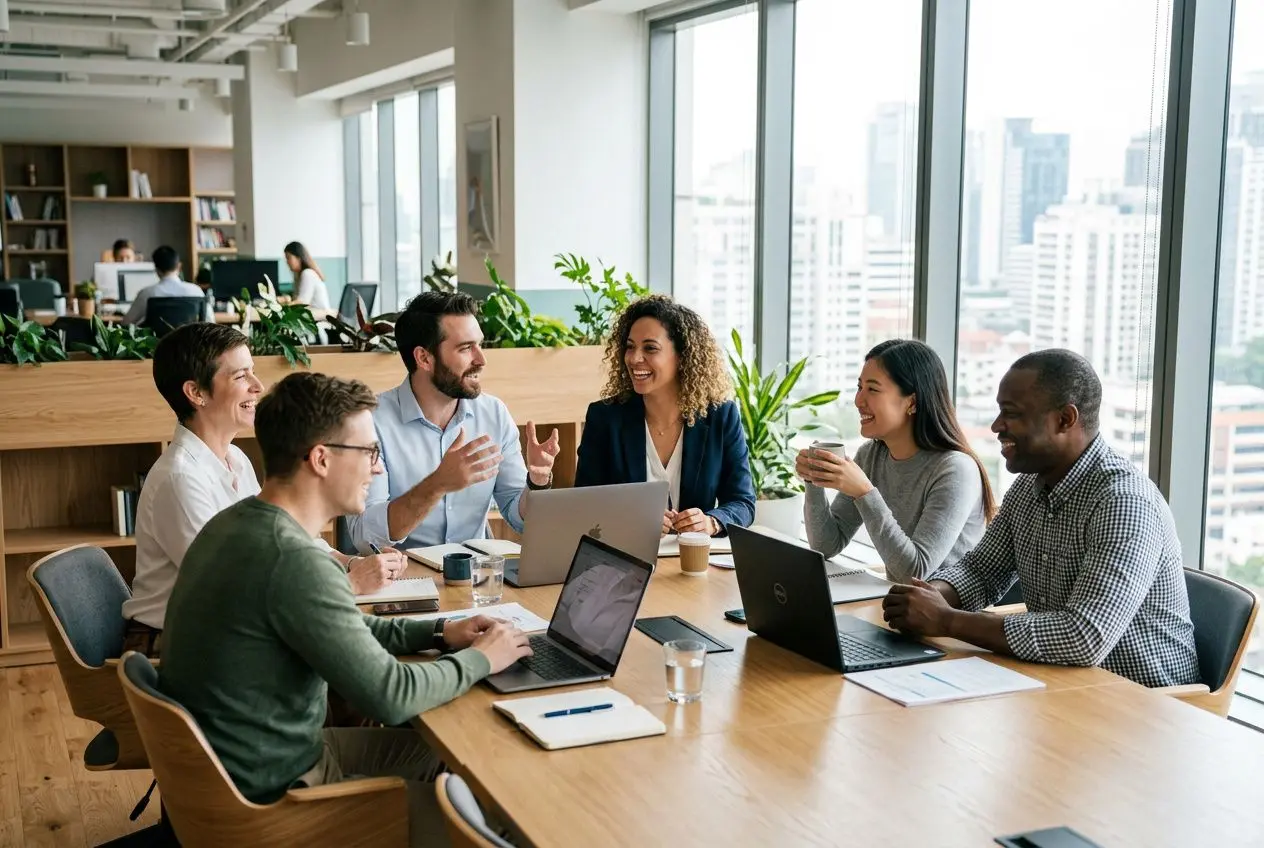 Équipe soudée en réunion