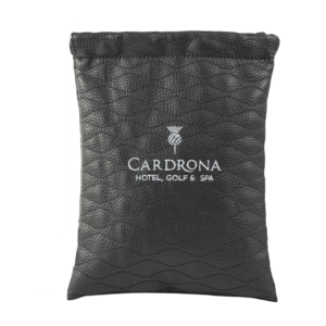 Pochette de golf Apex personnalisable en simili cuir coloris noir