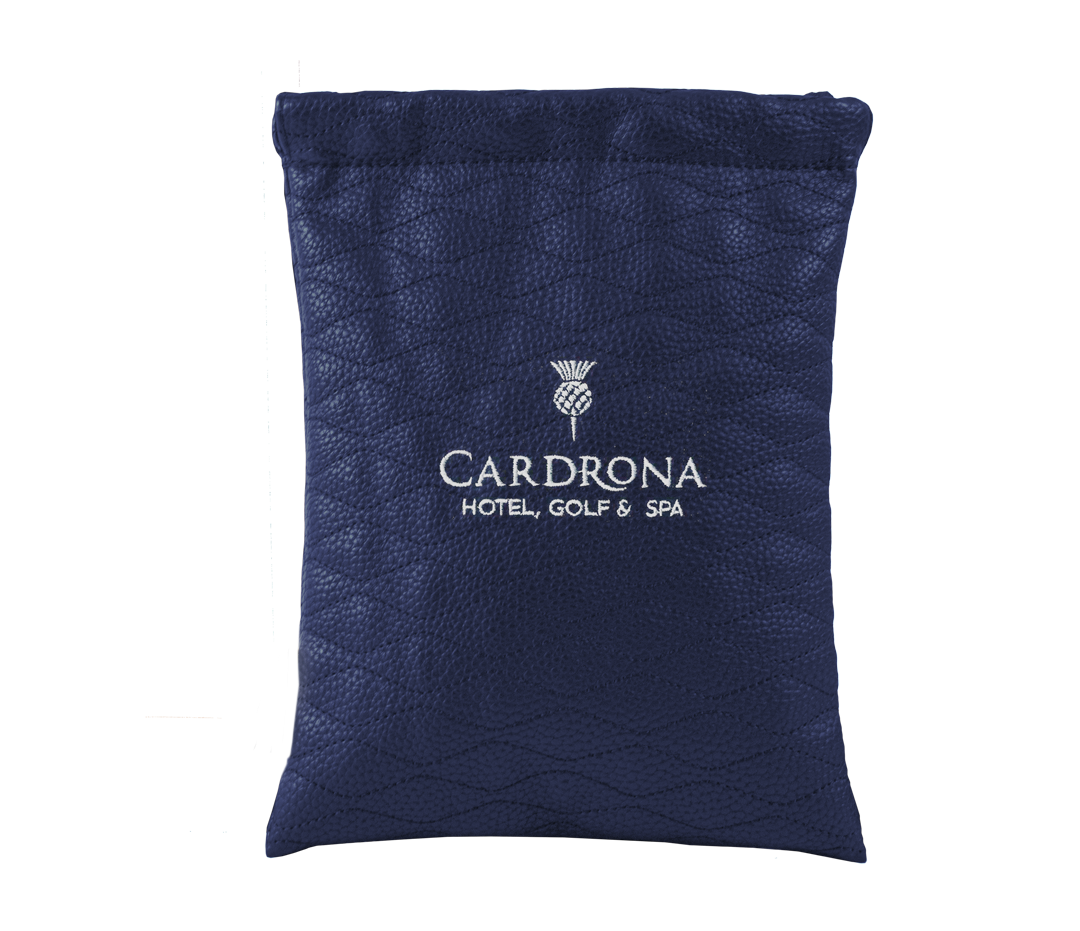 Pochette de golf Apex personnalisable en simili cuir coloris bleu marine