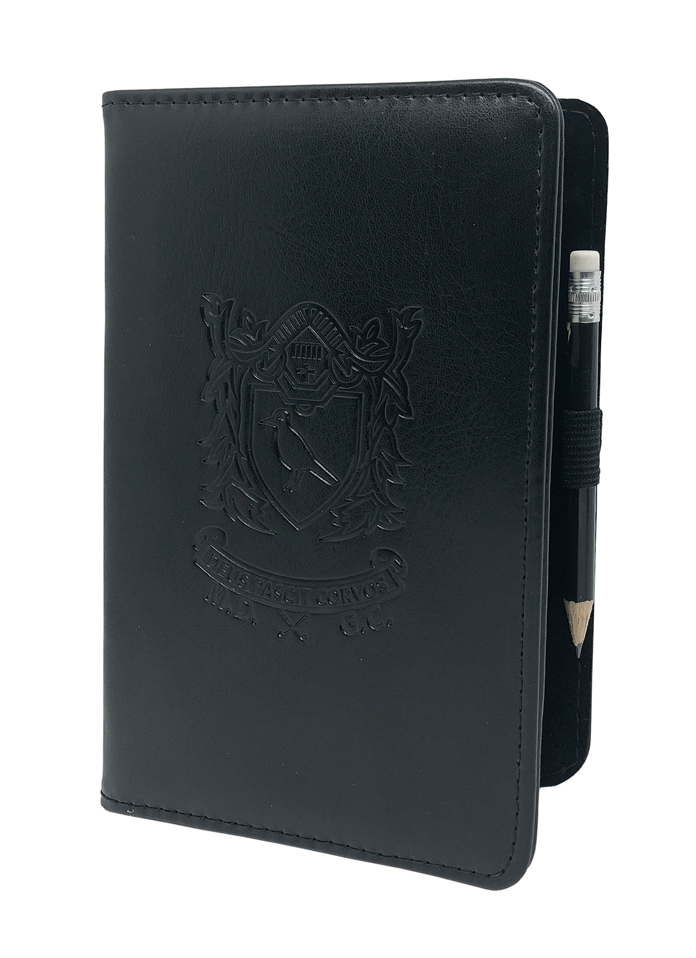 Porte carte de score de golf en cuir noir personnalisable avec logo embossé - BCM Sports