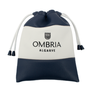 Pochette Lynx personnalisable en simili cuir bleu marine avec logo brodé