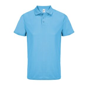 Polo Pitcher personnalisable aqua – polo homme respirant à broder ou floquer