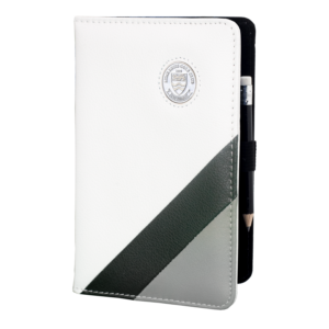 Porte carte de score de golf en cuir blanc personnalisable design Spectrum avec logo - BCM Sports