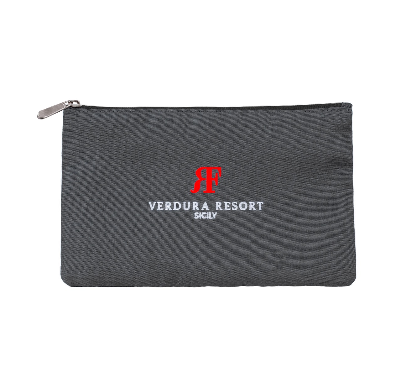 Pochette Urban personnalisable en toile grise avec fermeture éclair et logo imprimé