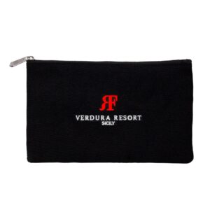 Pochette Urban personnalisable en toile noire avec fermeture éclair et logo imprimé