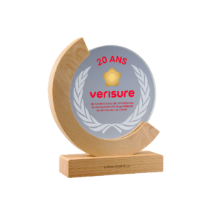 Trophée de golf bi-matière bois et verre personnalisable